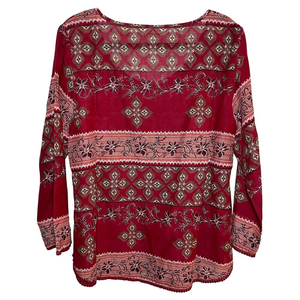 Denim & Supply‎ Ralph Lauren Boho Peasant Blouse Red Paisley Size Large Cottage - Picture 2 of 8